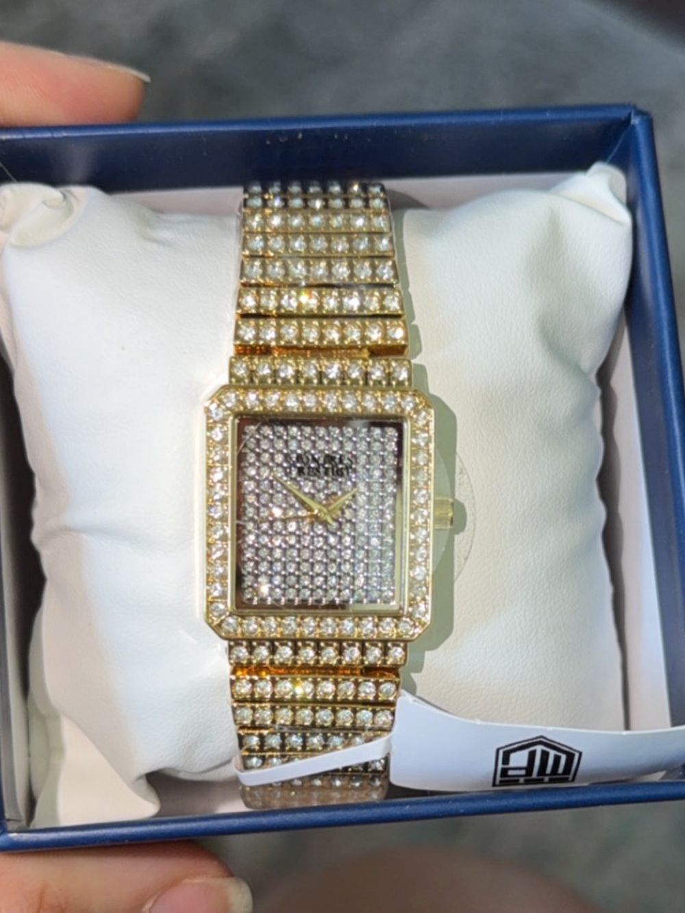 Invicta Women’s Gold-Tone Square Analog Wristwatch Diamond Accent w box